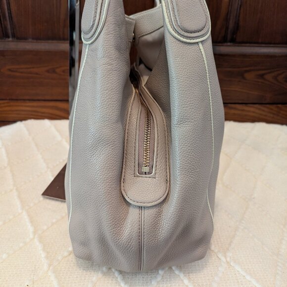 COACH Edie Leather Shoulder Bag #35926 Light Grey/Birch/Chalk - Picture 5 of 16